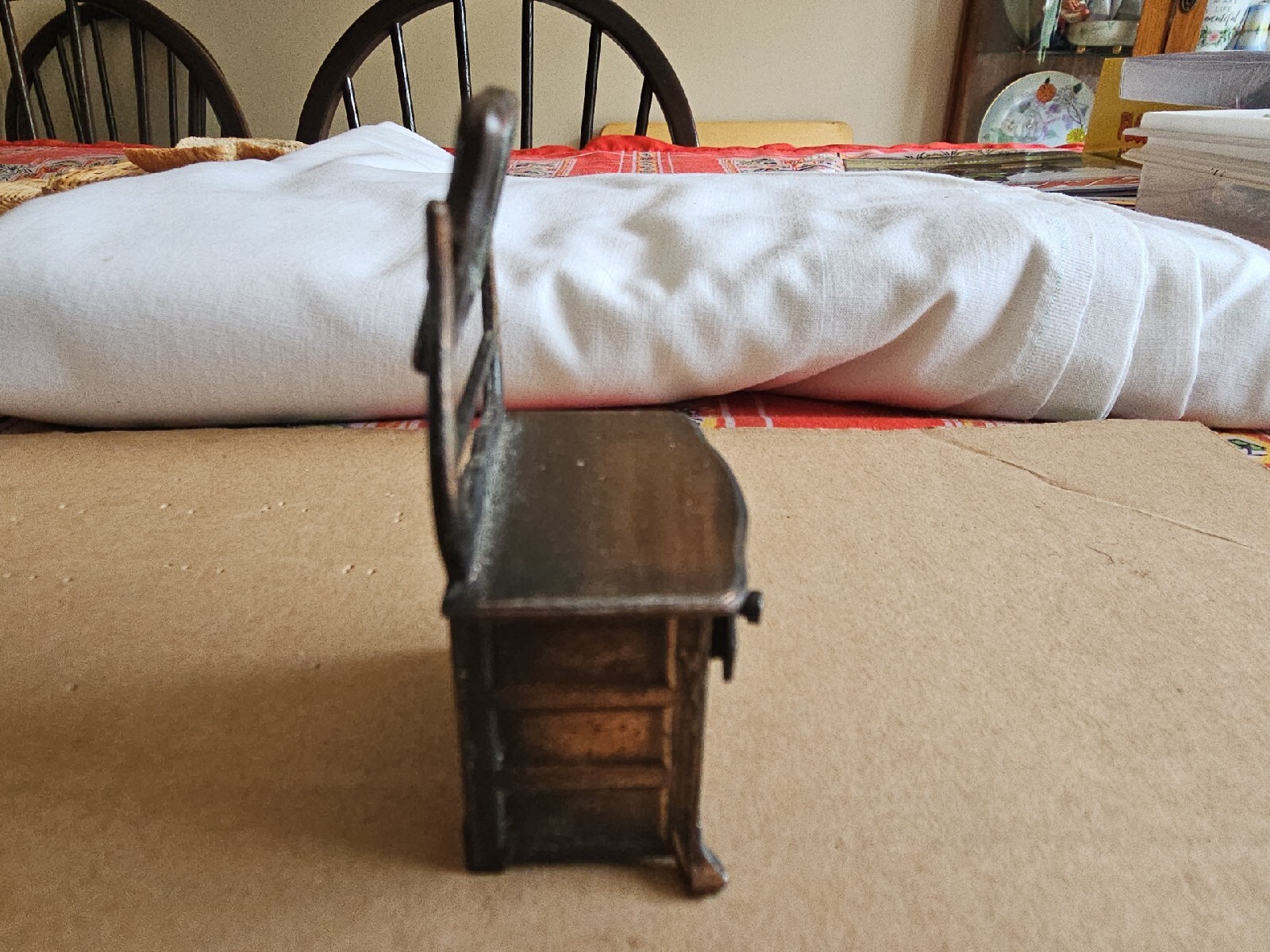 Vtg Durham Metal Miniature Vanity/Mirror Doll House Furniture 1976 Brass 