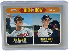 Jim Palmer & Blake Snell 2019 Topps Heritage Then And Now Insert Card #TN-4
