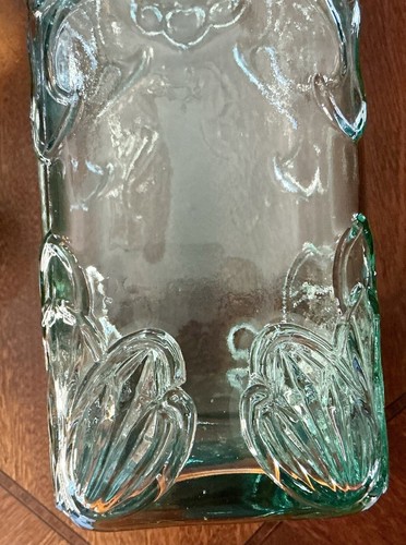 VTG 13.75” T X 5” W French Embossed Green Glass Cookie/Storage Jar & Lid RARE - Picture 7 of 12