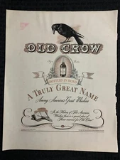 1938 OLD CROW WHISKEY 11x14" Print Ad VG+ 4.5 Special Place of Honor