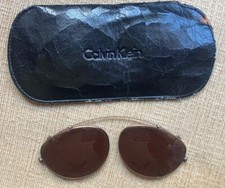Vintage Calvin Klein 323C 48 mm Brown Oval Metal Clip-On Sunglasses Frames Japan