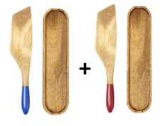 TWO SETS - Mad Hungry® The Spurtle & Rest Set - Acacia Wood - Natural