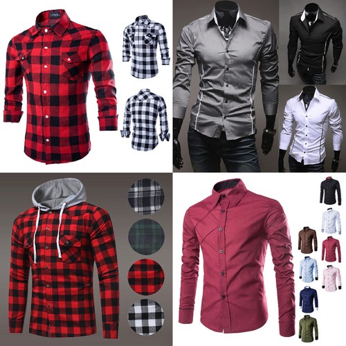 Flannel Plaid Dress Shirt Top Hoodie | eBay