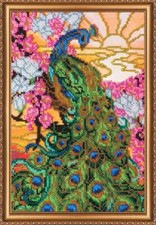 Bead embroidery kit Peacock needlework kit Art canvas beadwork pattern