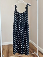 Reformation Black and White Polka Dot Midi Dress w/ Side Slit (Size 8)