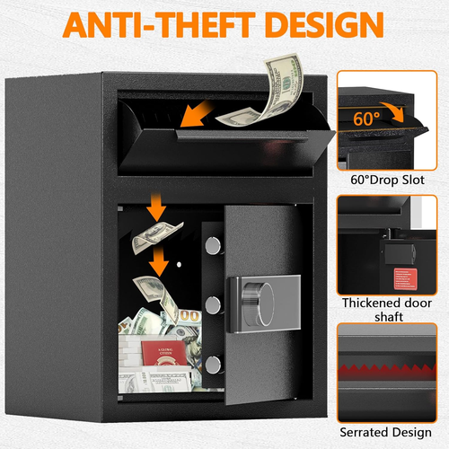 1,8 CUB Depository Drop Safe feuerfest, Front Drop Slot Lock Box mit Digital Co - Bild 2 von 7
