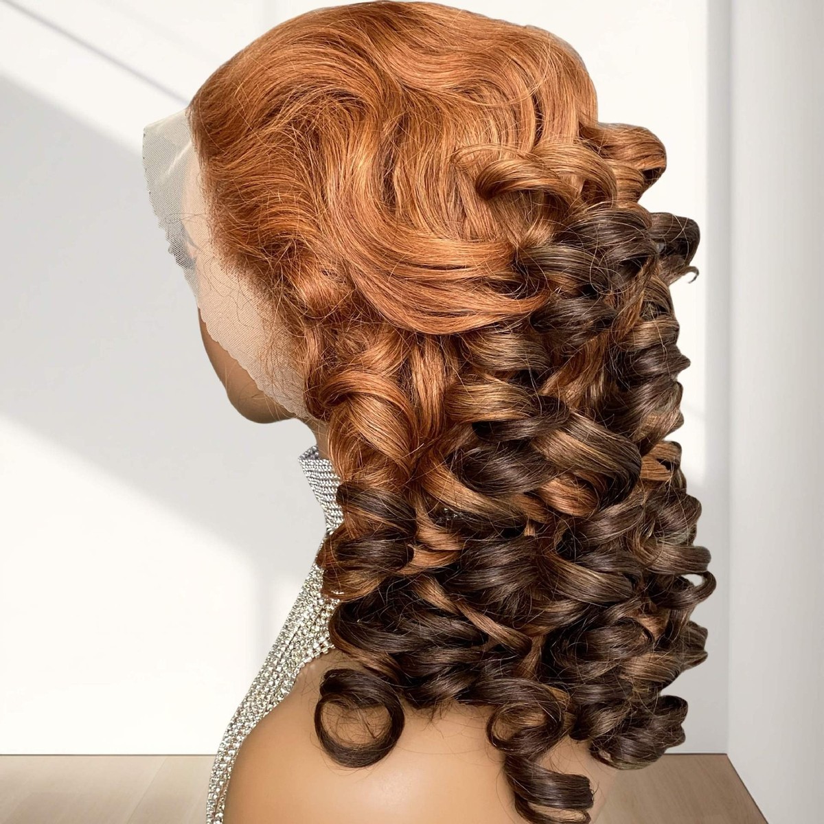Wig Short ombré curly warm Brown 4X4 Freepart last one available Amazon.com : LUVME HAIR 10 main image 2