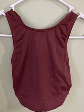 Weissman Flex Tek Smooth Open Back Crop Top Style CF9992 Small Light Burgundy