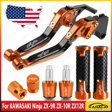 For KAWASAKI Ninja ZX9R ZX10R ZX12R Handle Grips End Cap Brake Clutch Levers NEW