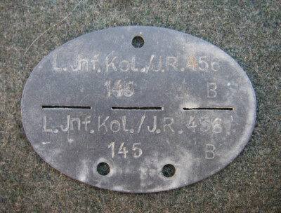 Deutsche Erkennungsmarke L.Jnf.Kol./J.R.456   (100% orig, kein Bodenfund)