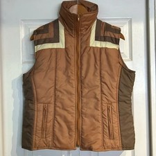 Ms. Pioneer Brown And Cream Vintage Retro Women's Puff Vest Size Xl Great Shape