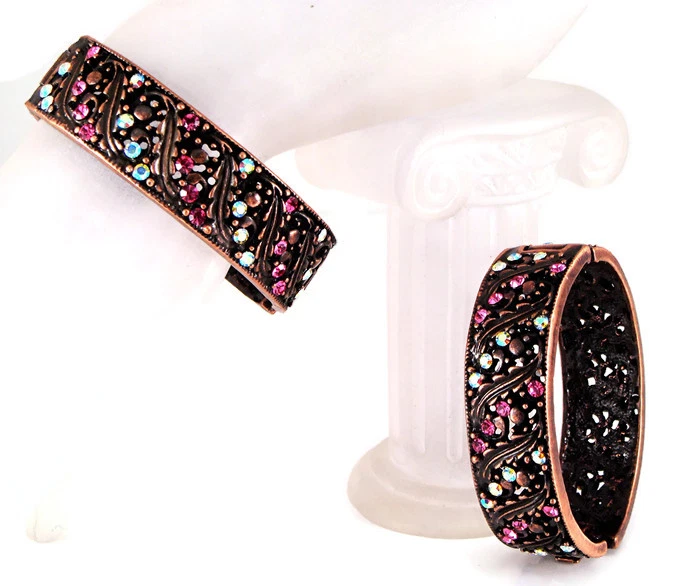 Brazalete de filigrana vintage Deco Nouveau bronce frotado luk con cristal Swarovski Foto 2 de 4