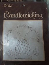 1980s NIP VTG Candlewicking Embroidery Kit Pineapple Applique 12x12 9007 NOS
