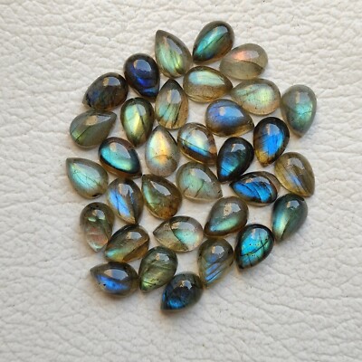 Natural Multi Flashy Labradorite Cabochon Tear drop Shape Mix Size Gemstone V95