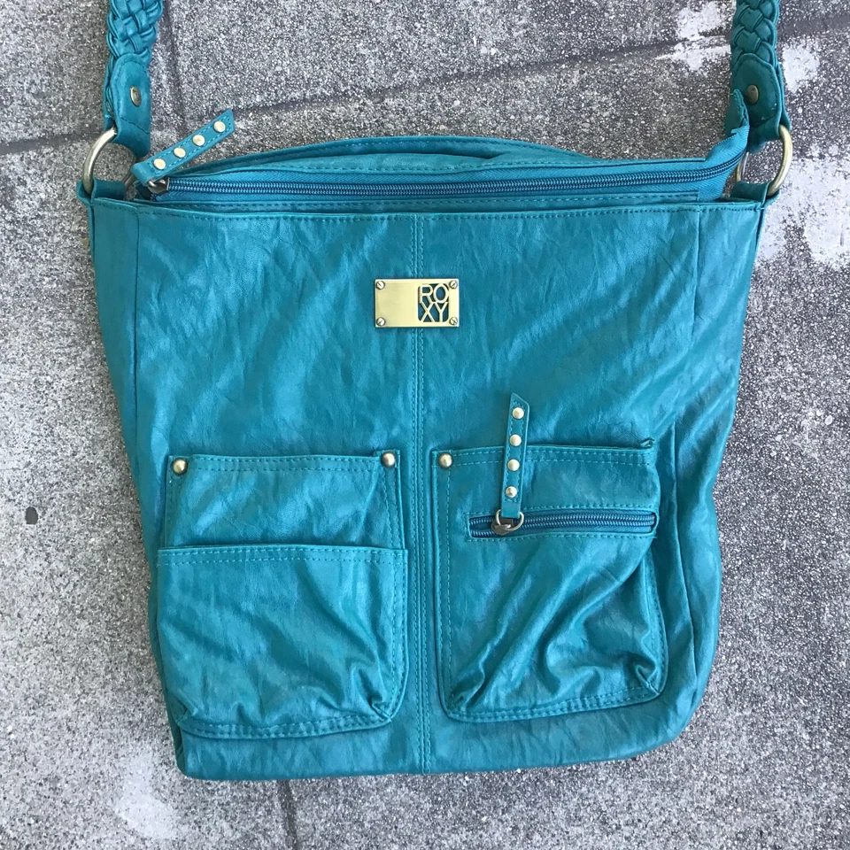 ROXY Mujer Cuero Bandolera Bolso de Hombro Cartera Verde Foto 2 de 4