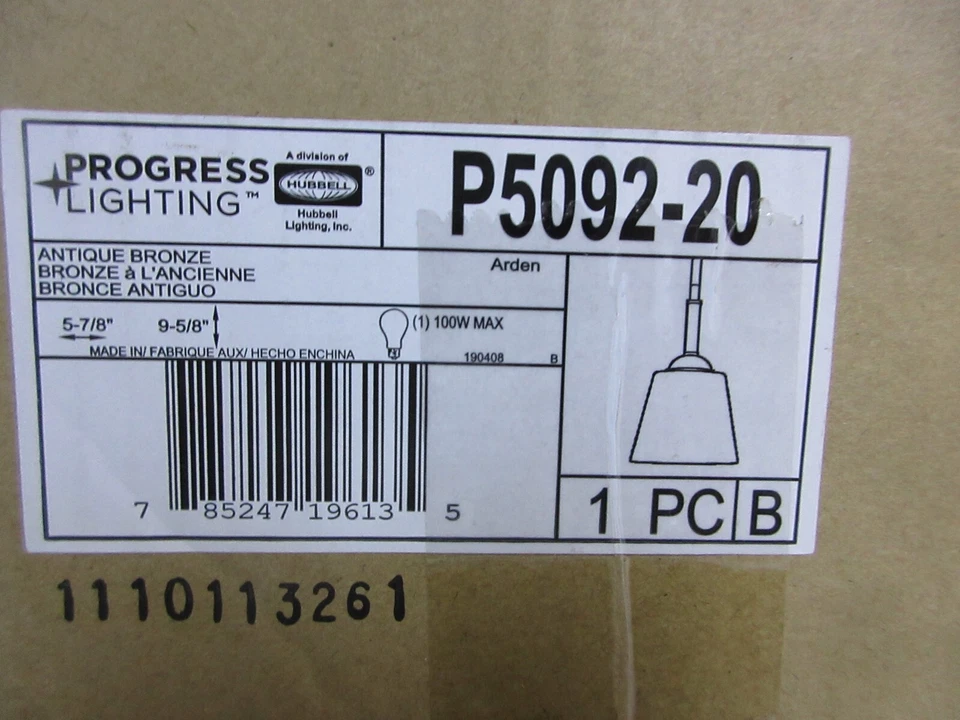 Progress Lighting Arden Collection 1-Light Antique Bronze Mini Pendant - Image 3 of 4