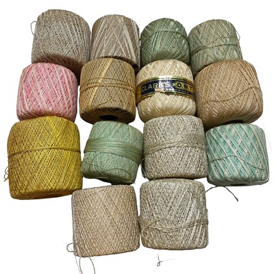 Lot of 14 Vintage Crochet Thread Mixed Various Brands Partial - Full Estate Find