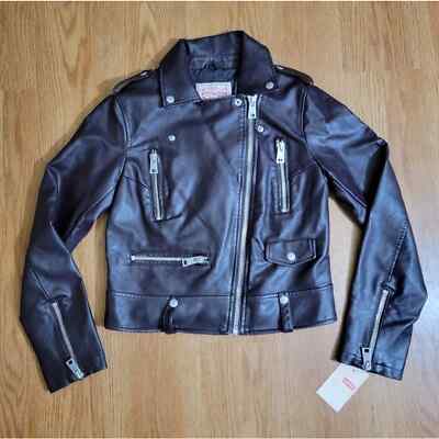 Levi's Premium Leather Motorcycle Moto Jacket Black Women's Size