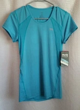 TYR Women's Sz Small NWT Blue/Turquoise  Running Tee Shirt Run Jogging T Shirt