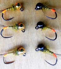 8 TUNGSTEN OLIVE NYMPHS SIZE 14 BUGS/NYMPHS/FLIES SIMMS EURONYMPHING