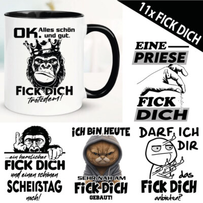 Tasse Sprüche lustig Büro Fick Dich Fuck off Nein Nope Affe Frech witzig