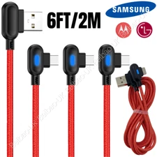6Ft 90 Degree Right Angle USB C Fast Charger Cable Type C Cord For Samsung S9 LG