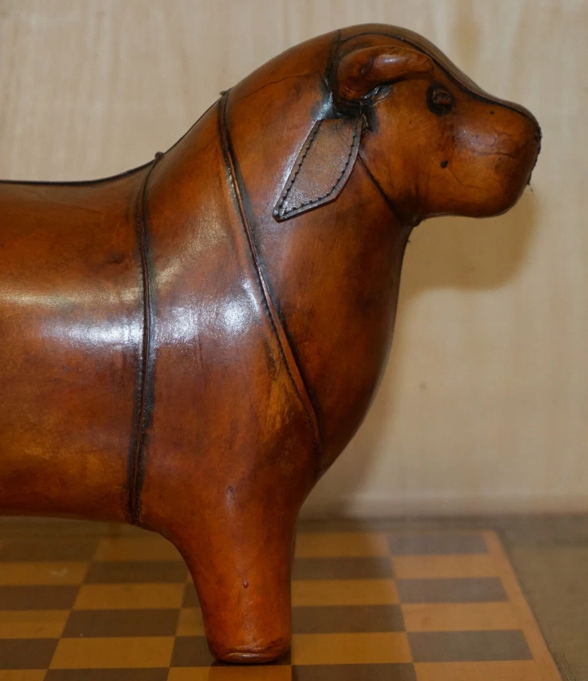 MEDIUM NEW OLD STOCK LIBERTY STYLE OMERSA BROWN BULL COW LEATHER  FOOTSTOOL - Image 4 of 4