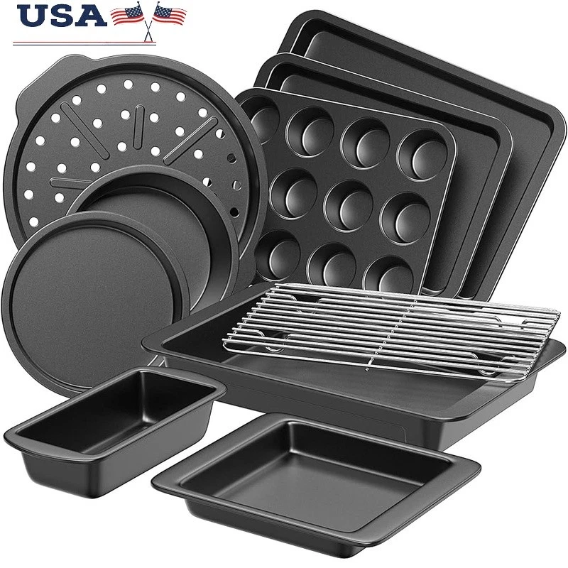 Baking Set Non-Stick Carbon Steel Stackable Kitchen Bakeware Essentials New