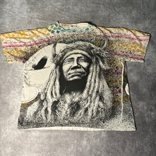 Vintage 90e All Over Print Native American Chief T-Shirt XL single stitch GRAIL