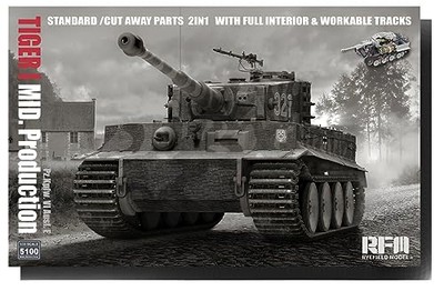 Ryefield Models 1/35 Tiger 1 Heavy Tank Mid-Model Full Interior Plastikmodell Rf