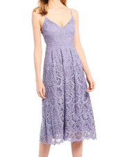 Gianni Bini Abigail Lavender Lace Crochet Midi Dress SZ 6