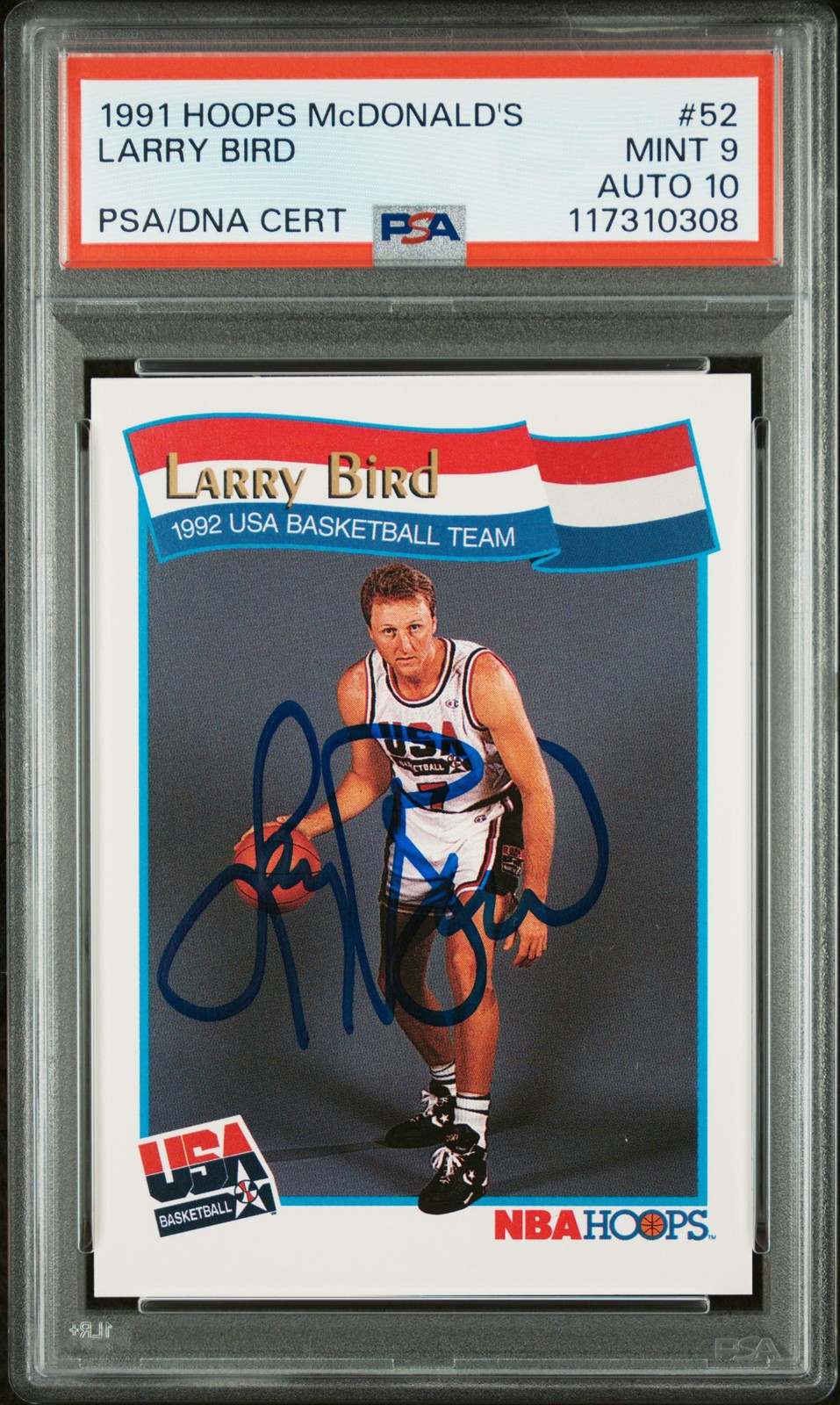 LARRY BIRD 1991 HOOPS MCDONALD'S #52 PSA 9 AUTO 10 