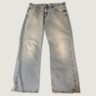 Blue Mountain Mens Loose Fit Baggy Distressed Jeans Light Wash Denim 36x32
