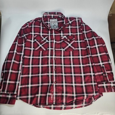 Excellent Dixxon Flannel The Cellar Shirt Men's XL Burgundy White Plaid Outdoor
