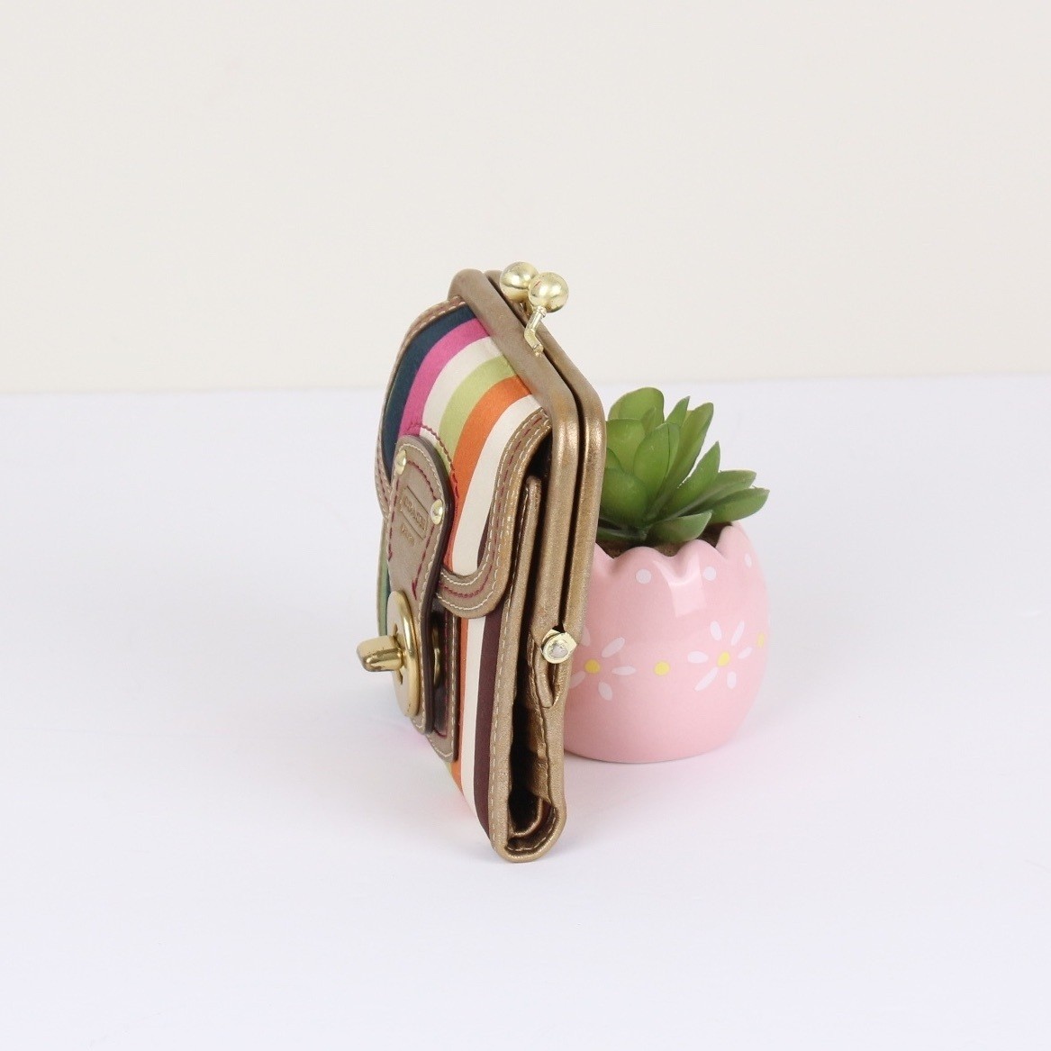 Coach Vintage Y2K Legacy Striped Framed French Wallet… - Gem