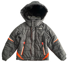 London Fog Coat Boys Puffer Size 8 Gray Orange Hooded Full Zip Gorpcore Outdoor