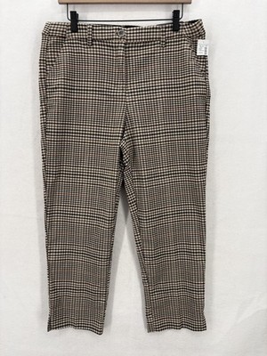 Maurices Pants Womens Large Brown Plaid Straight Crop Bengaline High Rise Ankle