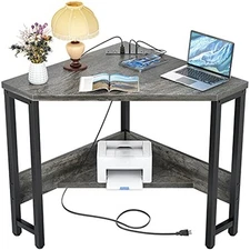  Corner Desk Small Desk with Outlets Corner Table for Small Space, Computer 
