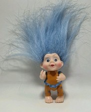 VTG Applause Magic Troll Babies Doll Plastic Orange Blue Outfit - Ice Blue Hair
