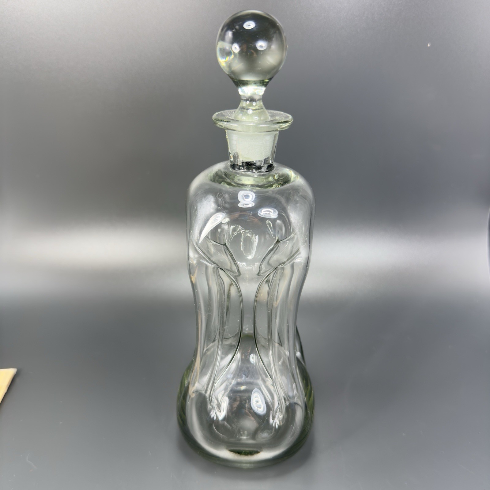 Holmegaard Kluk Kluk Pinch Bottle Smokey Black Glass Decanter Spirits Bottle VTG