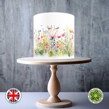 Pastel Meadow Watercolour Summer Wildflower Wrap edible cake topper ICING /WAFER