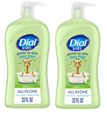Dial Kids all in one hair, body wash and bubble bath Melon Scent 32 fl oz Pk-2