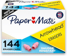 Paper Mate Arrowhead Pink Pearl Cap Erasers, 144 Count