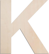 12 Inch Large Wooden Letter K, 1/4 in Thick Big Wood Letter for Crafts and Wall