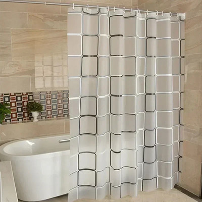 1PCS Badezimmer Dusche Vorhänge Wasserdichte Moderne Geometrische Plaid Muster H