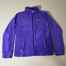 Columbia Fleece Jacket Girls Size M 10/12 Purple Full Zip Mock Neck Outdoor