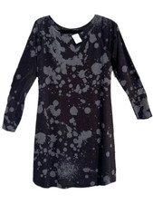 Nally & Millie Abstract Splatter Print Sweater Dress Tunic in Black Gray L New