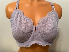 NWT Auden Sheer Unlined Lace Balconette Underwire Bra Lavender Size 42DD
