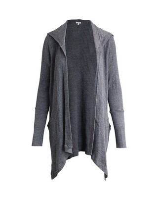 Prachtvolle Strickjacke mit Kapuze aus Baumwolle Damen Grau M