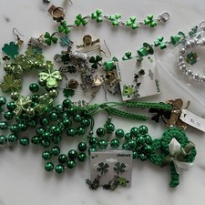 Mixed Lot Of St. Patrick's Day Jewelry Lot Claire  s Charm Bracelets Earrings